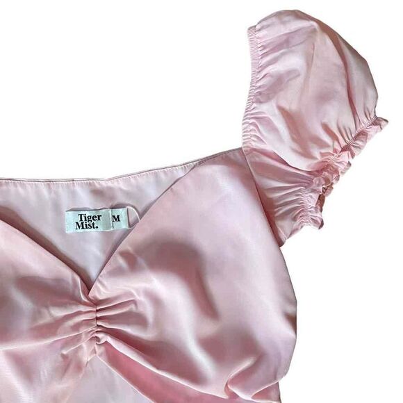 Tiger Mist Crop Top Ruffle Side Tie Sweetheart Neckline Medium NWT - Picture 2 of 4